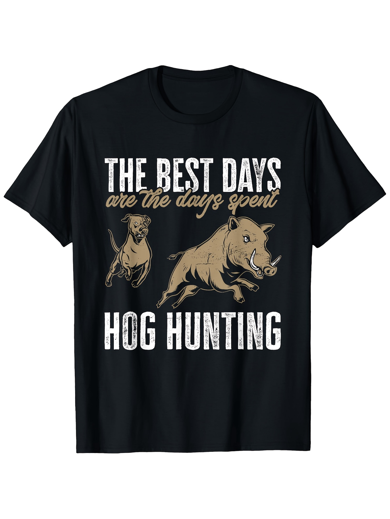 Wildman Hunting & Outdoor Robertson Photos - Wild Hog Hunting Dog Print T-Shirt