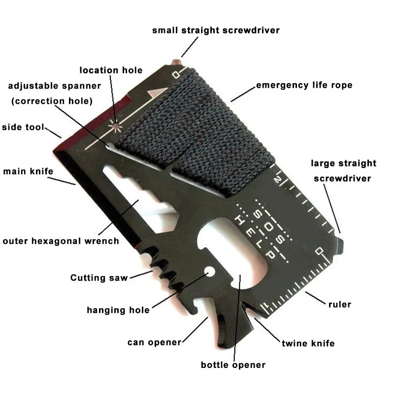Hunting Outdoors Card - EDC Creditcard Multifunctioneel zakjachtmes Buitensporten Kamperen