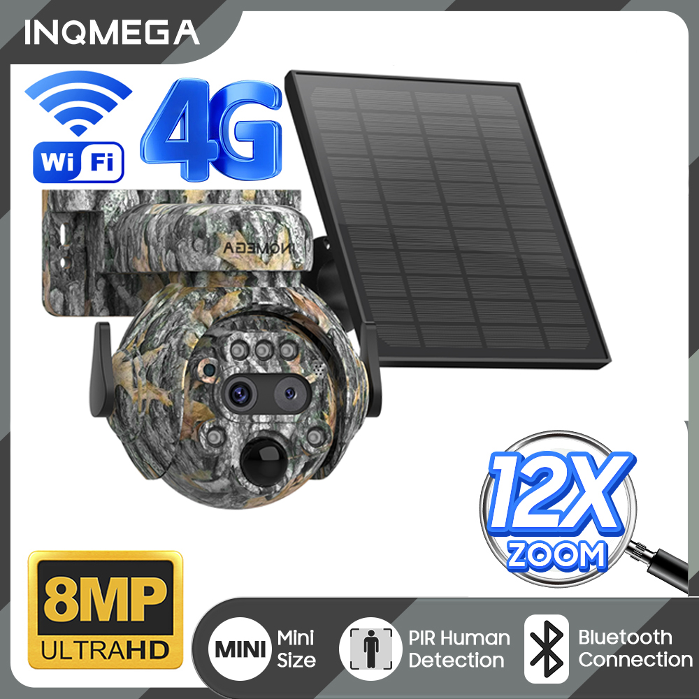 Outdoor Hunting Camera Wifi - INQMEGA 12X ZOOM 4K 8MP zonnecamera