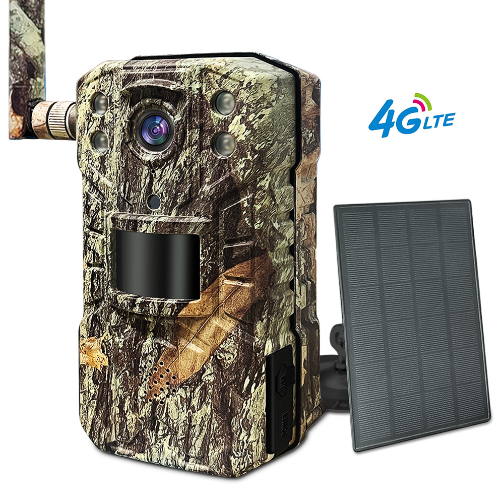 Outdoor Hunting Camera Wifi - 4G LTE Solar Wildcamera met EU-stekker,
