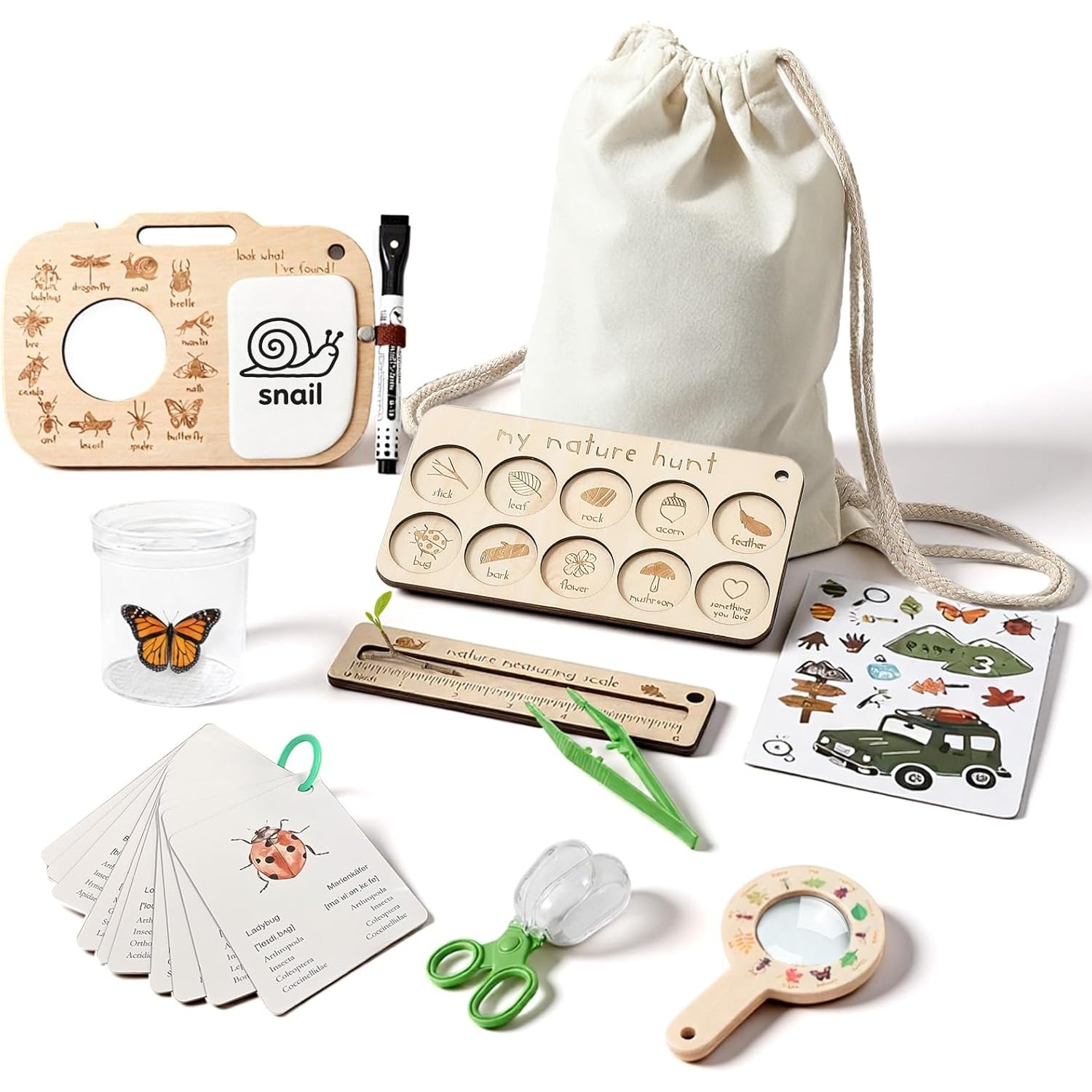 Hunting Outdoor Boys - Insectenvangset voor kinderen met insectenbox, leerkaarten