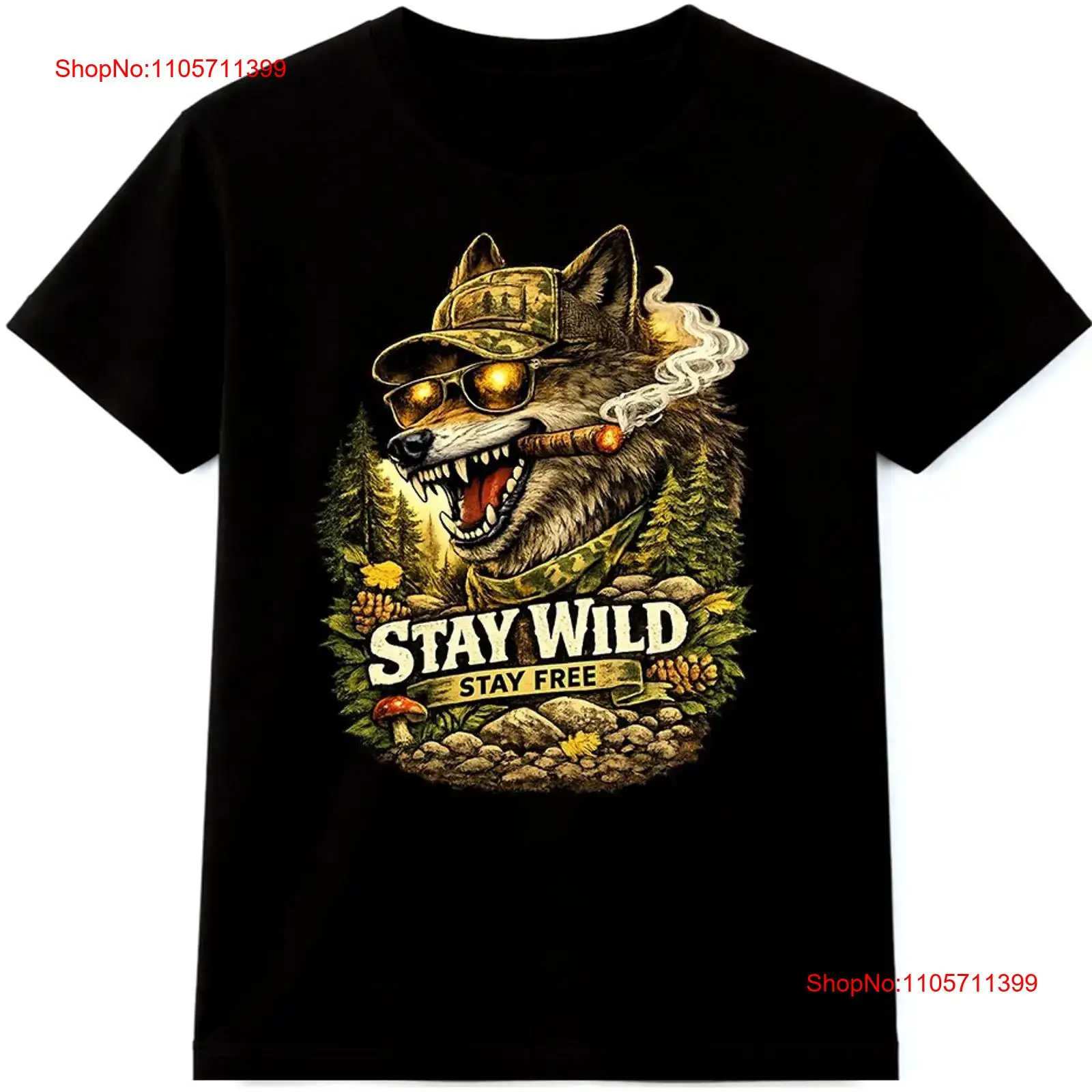 Wolf T-shirt Stay Wild Free Ou - Wildman Hunting & Outdoor Robertson Photos recensie en prijs